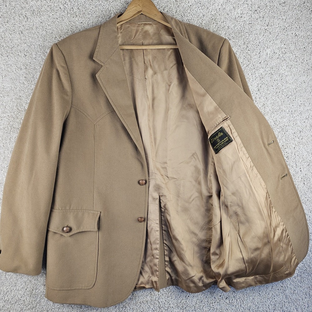 Vintage Circle S Blazer Western Sport Coat Sz 50 L Yoke Made USA Leather Buttons